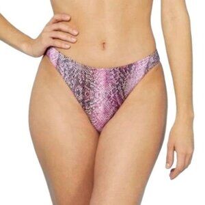 Shade & Shore Snake Print High Leg Extra Cheeky Bikini Bottom Bathing Swim XL